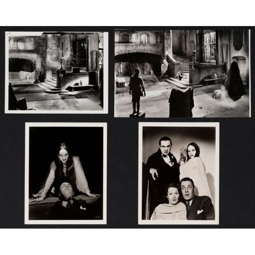 202. MARK OF THE VAMPIRE (1935): Vintage Original B&W Silver Gelatin Single-Weight Glossy (2) and Double-Weight Matte (2) Photographs (8" x 10", 13.25" x 8.5"); Very Fine-