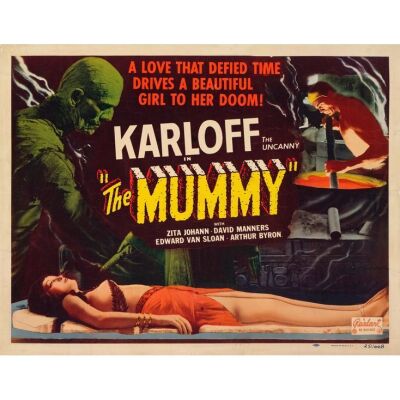 213. THE MUMMY (R-1951): Half Sheet (22" x 28"); Fine+ on Linen