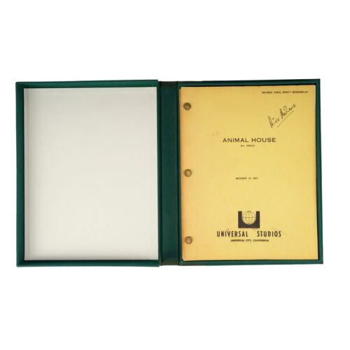 218. NATIONAL LAMPOON'S ANIMAL HOUSE (1978): Revised Final Draft Script with Custom Full-Leather Clamshell Box (8.5" x 11", 9.5" x 12"); Written by Harold Ramis, Douglas Kenney and Chris Miller; Fine