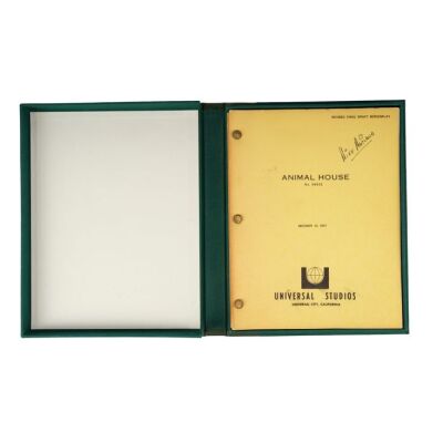 218. NATIONAL LAMPOON'S ANIMAL HOUSE (1978): Revised Final Draft Script with Custom Full-Leather Clamshell Box (8.5" x 11", 9.5" x 12"); Written by Harold Ramis, Douglas Kenney and Chris Miller; Fine