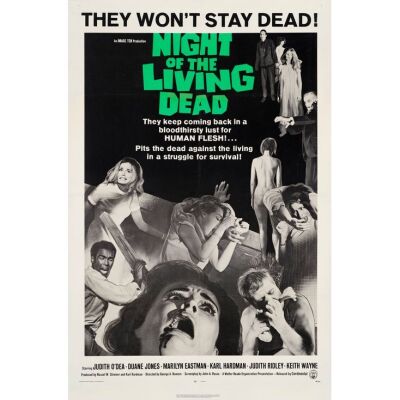 222. NIGHT OF THE LIVING DEAD (1968): One Sheet (27" x 41"); Fine+ on Linen
