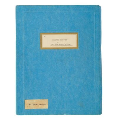 227. OCEAN'S ELEVEN (1960): Actor Peter Lawford's Draft Script, B&W Single-Weight Glossy Photograph, Correspondence (3), Handwritten Note Card, "Variety" Ad (Various Sizes); Belonging to Actor Peter Lawford; Written by Harr