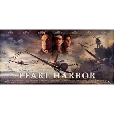 232. PEARL HARBOR (2001): Limited Edition Banner Style (60" x 29") Signed by Ben Affleck, Josh Hartnett, Jerry Bruckheimer, Michael Bay, Alec Baldwin, Kate Beckinsale, Cuba Gooding Jr., Tom Sizemore, Dan Aykroyd and Jon V