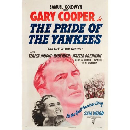 242. THE PRIDE OF THE YANKEES (1942): One Sheet (27" x 41"); Style A; Fine- on Linen