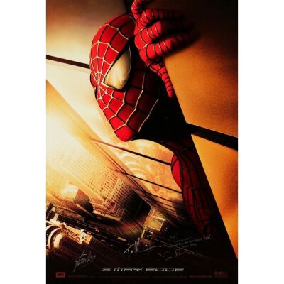 271. SPIDER-MAN (2002): One Sheet (26.75" x 39.75") Signed by Stan Lee, Tobey Maguire and Sam Raimi (Director) (Beckett COA); Advance; Very Fine- Rolled