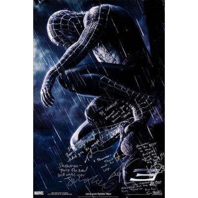 273. SPIDER-MAN 3 (2007): One Sheet (26.5" x 39.75") Signed by Tobey Maguire, Kirsten Dunst, Thomas Haden Church, James Franco, Topher Grace and Sam Raimi (Director) (Beckett COA); Advance; Fine+ on Foam Board
