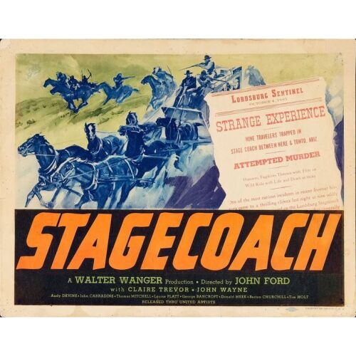 275. STAGECOACH (1939): Title Lobby Card (11" x 14"); Very Good+