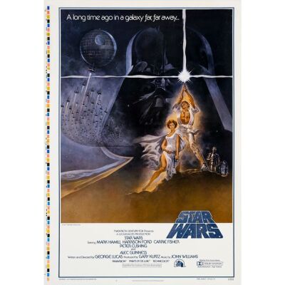 281. STAR WARS: A NEW HOPE (1977): One Sheet (28" x 41"); First Printing Printer's Proof, Style A; Very Fine on Linen