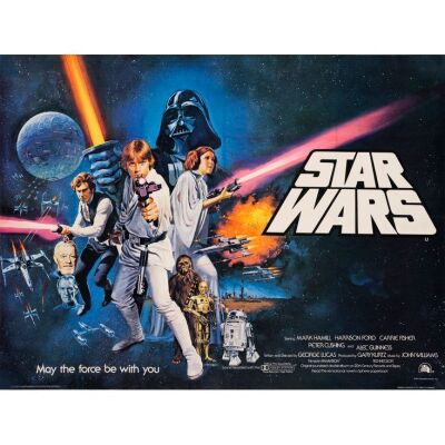286. STAR WARS: A NEW HOPE (1977): Full-Bleed British Quad (40" x 30"); First Printing; Very Fine+ on Linen