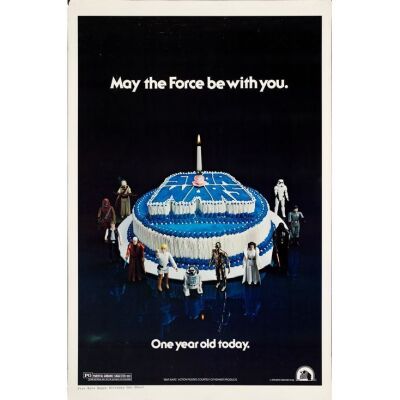 288. STAR WARS: A NEW HOPE (1978): One Sheet (27" x 41"); First Anniversary, Birthday Cake Style; Very Fine- Rolled