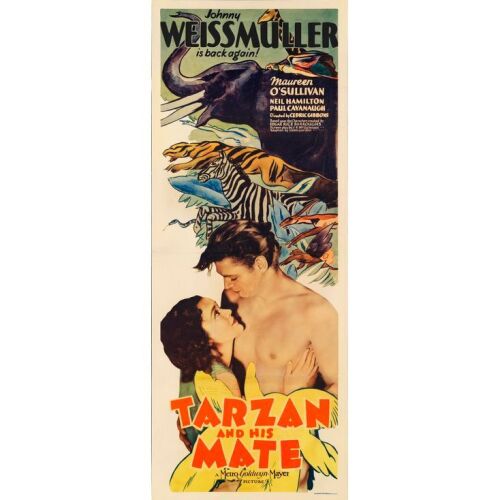 309. TARZAN AND HIS MATE (1934): Insert (14" x 36") Signed by Maureen O'Sullivan (Beckett COA); From the Bradleigh Vinson Collection; Fine+ on Paper