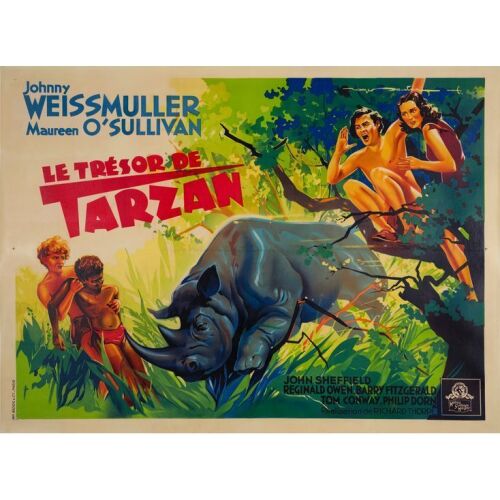 315. TARZAN'S SECRET TREASURE (1946): First Post-War Release Horizontal French Grande (63" x 47"); From the Bradleigh Vinson Collection; Fine+ on Linen