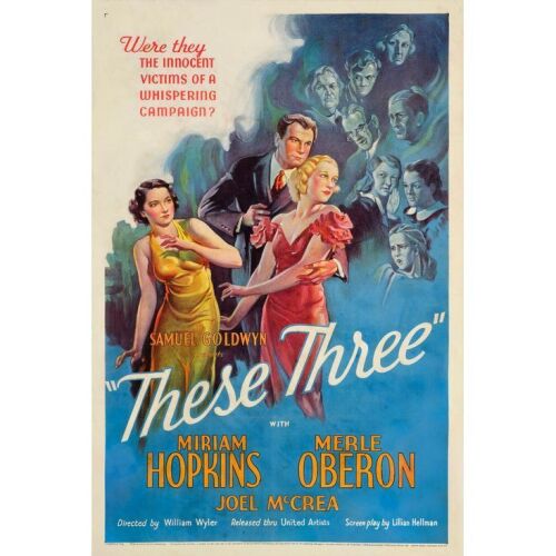 318. THESE THREE (1936): One Sheet (27" x 41"); Stone Lithograph; Good on Linen
