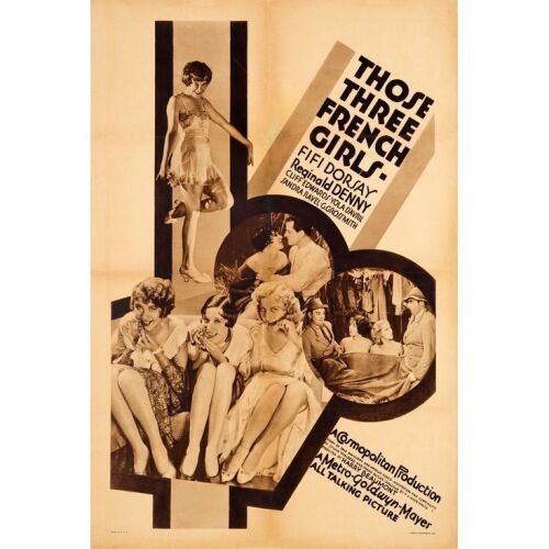 325. THOSE THREE FRENCH GIRLS (1930): One Sheet (28" x 42"); Rotogravure Style; Fine+ on Linen