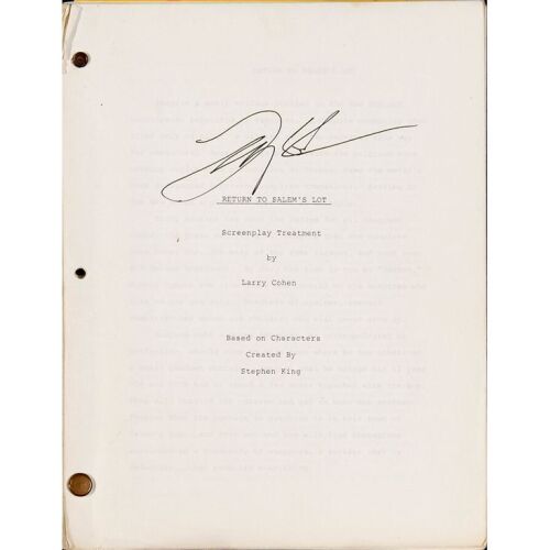 981. Hand-Annotated Film Script and Screenplay Treatment (8.5" x 11") Signed by Larry Cohen (Beckett COA); Written by Larry Cohen; From the Estate of Larry Cohen; Very Fine- ### A RETURN TO SALEM'S LOT (1987)