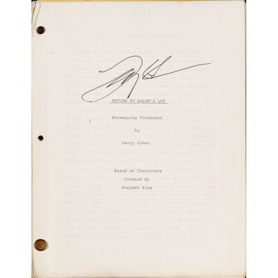 981. Hand-Annotated Film Script and Screenplay Treatment (8.5" x 11") Signed by Larry Cohen (Beckett COA); Written by Larry Cohen; From the Estate of Larry Cohen; Very Fine- ### A RETURN TO SALEM'S LOT (1987)