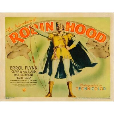 4. THE ADVENTURES OF ROBIN HOOD (1938): Title Lobby Card (11" x 14"); Linen Finish; Fine