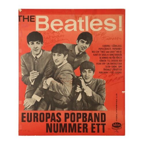 16. THE BEATLES - John Lennon, Paul McCartney, George Harrison and Ringo Starr-Autographed Swedish Tour 1963 Poster