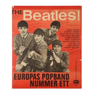 16. THE BEATLES - John Lennon, Paul McCartney, George Harrison and Ringo Starr-Autographed Swedish Tour 1963 Poster