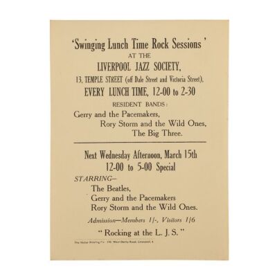 33. THE BEATLES - Swinging Lunch Time Sessions 1961 Performance Handbill