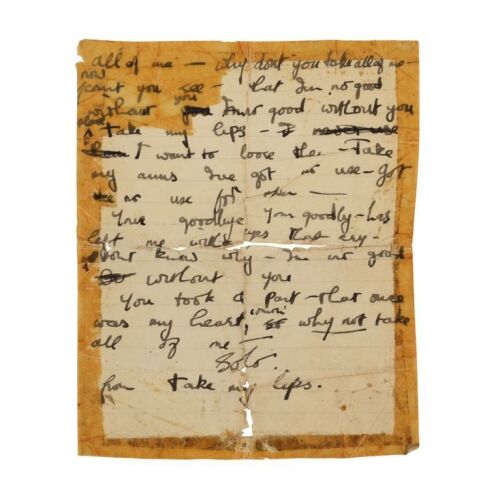 56. THE BEATLES: GEORGE HARRISON - George Harrison Handwritten "All Of Me" Lyrics