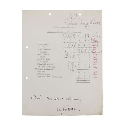 57. GEORGE HARRISON - George Harrison-Signed August 1970 Invoice