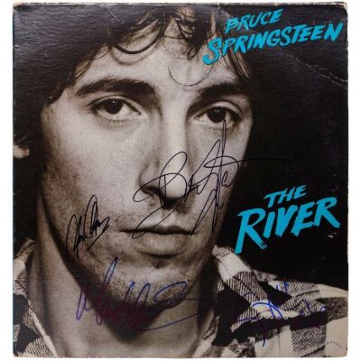 84. BRUCE SPRINGSTEEN - Bruce Springsteen, Clarence Clemons, Max Weinberg and Steven Van Zandt-Autographed The River Vinyl