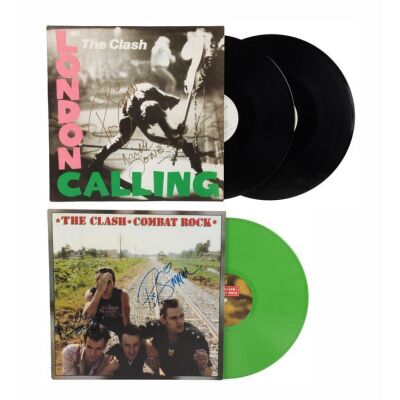 93. THE CLASH - Mick Jones and Paul Simonon-Autographed London Calling and Combat Rock LPs