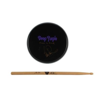 114. DEEP PURPLE - Ian Paice-Autographed Drum Skin and Drumstick