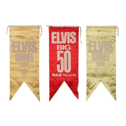 128. ELVIS PRESLEY - Set of Three International Hotel Concert Banners, 1970