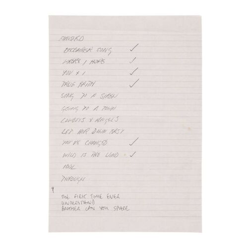 138. GEORGE MICHAEL - Handwritten Unreleased Album Tracklist, Circa 2016
