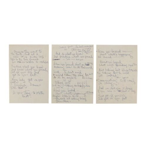 157. JIMI HENDRIX - Jimi Hendrix Handwritten Working Lyrics for "Straight Ahead", Circa 1970