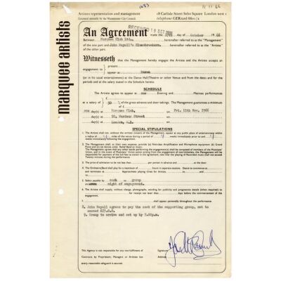 171. JOHN MAYALL - John Mayall Signed Marquee Club 1966 Contract