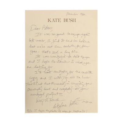 179. KATE BUSH - Handwritten Letter To Dancer and Mime Artist Adam Darius, 1980