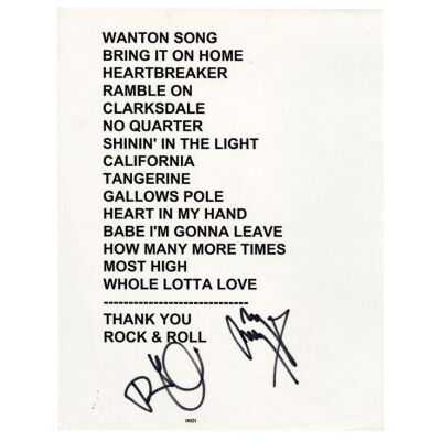 191. LED ZEPPELIN - Robert Plant and Jimmy Page-Autographed Setlist