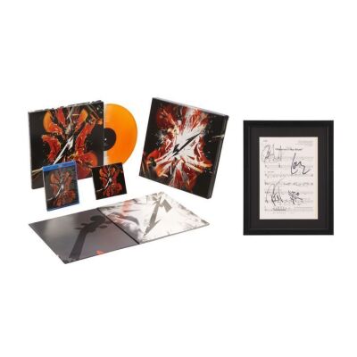 207. METALLICA - James Hetfield, Lars Ulrich, Kirk Hammett, and Robert Trujillo-Autographed "Wherever I May Roam" Music Sheet and Super Deluxe S&M2 Box Set