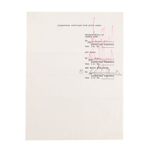 221. MICHAEL JACKSON - Michael Jackson Signed Record Contract Page