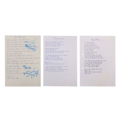 282. OASIS - Noel Gallagher Handwritten "Stand by Me" and "Roll With It" Lyrics and Noel and Liam Gallagher-Autographed "Be Here Now" Lyrics