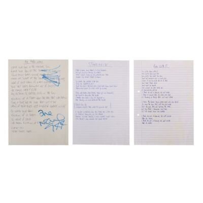 282. OASIS - Noel Gallagher Handwritten "Stand by Me" and "Roll With It" Lyrics and Noel and Liam Gallagher-Autographed "Be Here Now" Lyrics