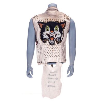 352. ROB ZOMBIE - Matthew "Piggy D." Montgomery's Rob Zombie Band-Autographed Black Cat Vest