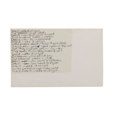 400. THE SPECIALS - Jerry Dammers' Handwritten Lyrics for "Doesn't Make It Alright"