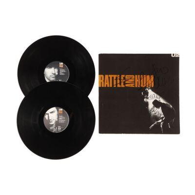 413. U2 - Bono, The Edge, Adam Clayton, and Larry Mullen Jr. Autographed "Rattle And Hum" Vinyl