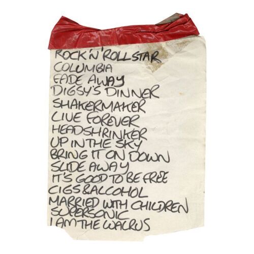 437. Salt Lake City February 1995 Handwritten Setlist ### OASIS