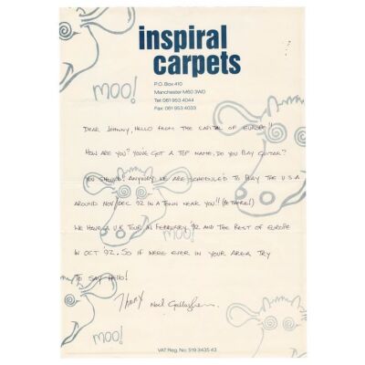 443. Noel Gallagher-Handwritten Letter on Inspiral Carpets Letterhead ### OASIS