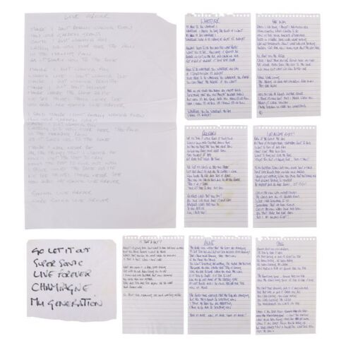 445. Noel Gallagher Handwritten Lyrics For Eight Songs and Partial Setlist ### OASIS