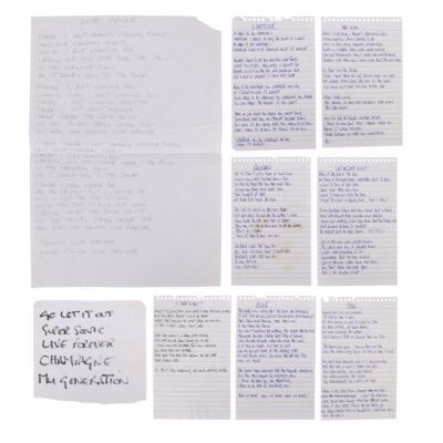 445. Noel Gallagher Handwritten Lyrics For Eight Songs and Partial Setlist ### OASIS