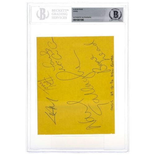 453. Noel Gallagher, Liam Gallagher, Bonehead, Paul "Guigsy" McGuigan and Tony McCarroll-Autographed Page and Two Brighton Concert Tickets ### OASIS