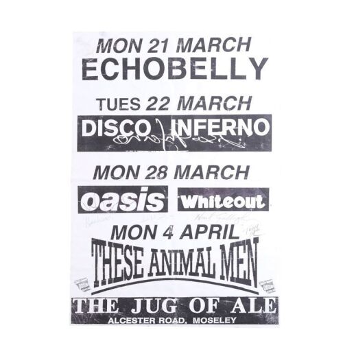 455. Noel Gallagher, Liam Gallagher, Bonehead, Paul "Guigsy" McGuigan and Tony McCarroll-Autographed 1994 Gig Poster ### OASIS