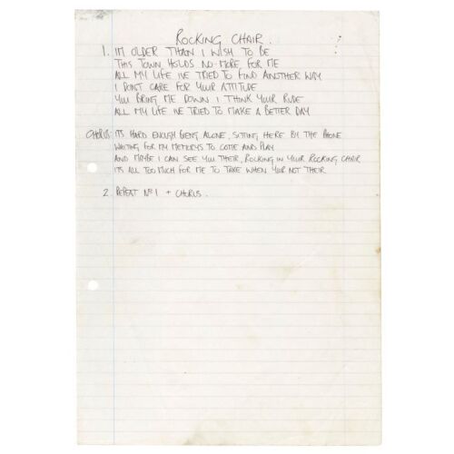 465. Noel Gallagher Handwritten "Rockin' Chair" Lyrics ### OASIS