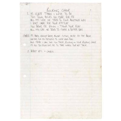 465. Noel Gallagher Handwritten "Rockin' Chair" Lyrics ### OASIS